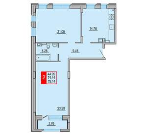 2-к квартира, вторичка, 78м2, 4/8 этаж