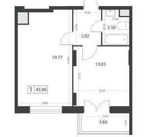 1-к квартира, вторичка, 44м2, 11/16 этаж