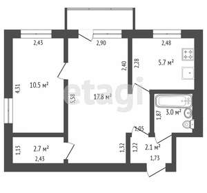 2-к квартира, вторичка, 45м2, 2/5 этаж