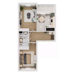 2-к квартира, вторичка, 64м2, 1/12 этаж