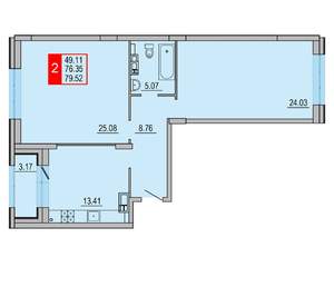 2-к квартира, вторичка, 80м2, 8/8 этаж