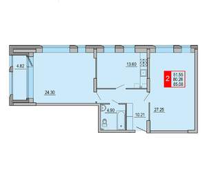 2-к квартира, вторичка, 85м2, 2/8 этаж
