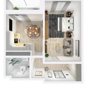 1-к квартира, сданный дом, 46м2, 17/22 этаж