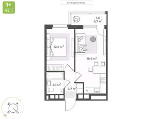 1-к квартира, вторичка, 40м2, 9/17 этаж