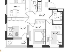 3-к квартира, вторичка, 70м2, 8/18 этаж