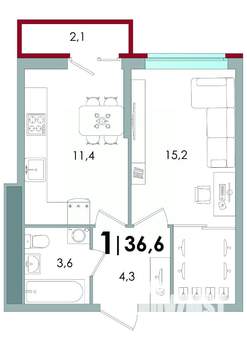 1-к квартира, вторичка, 37м2, 7/16 этаж