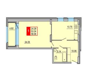 1-к квартира, вторичка, 58м2, 1/8 этаж