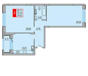 2-к квартира, вторичка, 80м2, 8/8 этаж