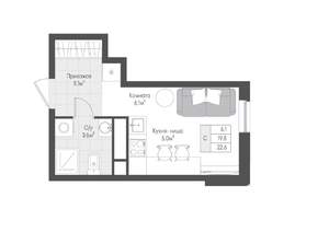 1-к квартира, вторичка, 20м2, 2/10 этаж