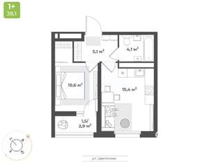 1-к квартира, вторичка, 37м2, 10/18 этаж