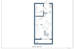 Студия квартира, сданный дом, 22м2, 17/18 этаж