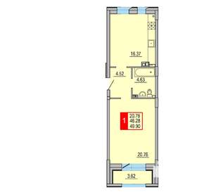 1-к квартира, вторичка, 50м2, 5/8 этаж