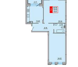 2-к квартира, вторичка, 80м2, 6/8 этаж