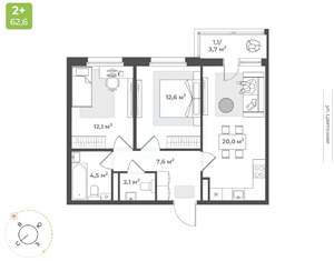 2-к квартира, вторичка, 60м2, 9/10 этаж