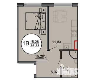 1-к квартира, строящийся дом, 36м2, 4/4 этаж
