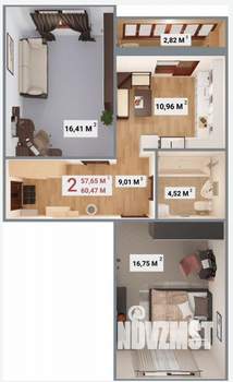 1-к квартира, вторичка, 60м2, 9/14 этаж