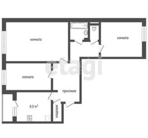 3-к квартира, вторичка, 66м2, 3/9 этаж