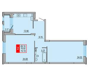2-к квартира, вторичка, 79м2, 5/8 этаж