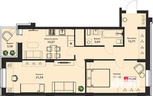 2-к квартира, вторичка, 73м2, 23/24 этаж