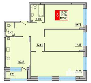 3-к квартира, вторичка, 103м2, 1/8 этаж