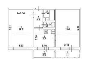 2-к квартира, вторичка, 54м2, 8/9 этаж
