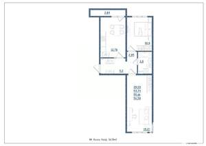 2-к квартира, сданный дом, 57м2, 17/18 этаж