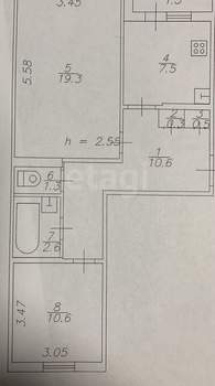 2-к квартира, вторичка, 58м2, 5/5 этаж