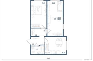 2-к квартира, сданный дом, 56м2, 8/15 этаж