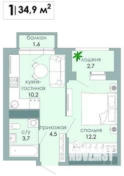 1-к квартира, вторичка, 35м2, 4/12 этаж