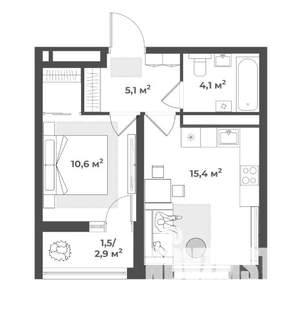 1-к квартира, вторичка, 37м2, 12/18 этаж