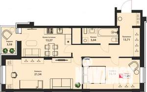 2-к квартира, вторичка, 73м2, 23/24 этаж