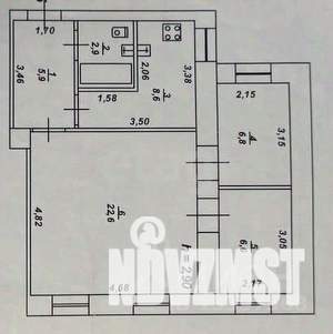 3-к квартира, вторичка, 54м2, 2/2 этаж