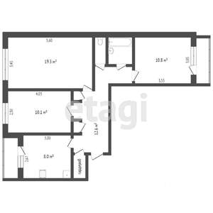 3-к квартира, вторичка, 70м2, 6/9 этаж