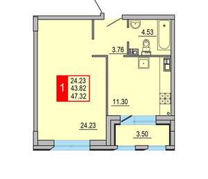 1-к квартира, вторичка, 47м2, 3/8 этаж
