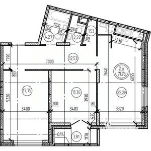 2-к квартира, вторичка, 78м2, 12/16 этаж