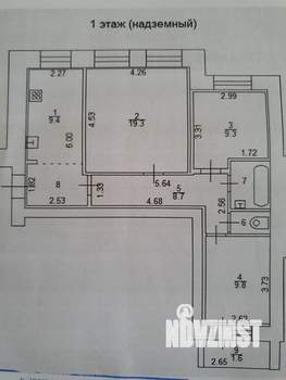 3-к квартира, вторичка, 69м2, 1/4 этаж