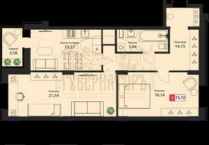 2-к квартира, сданный дом, 74м2, 12/24 этаж