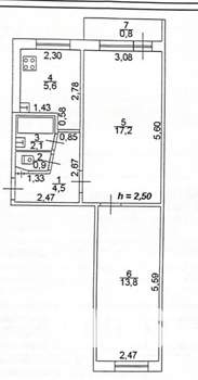 2-к квартира, вторичка, 44м2, 2/5 этаж