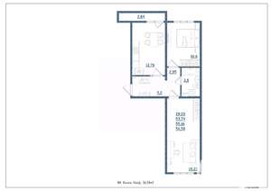 2-к квартира, сданный дом, 57м2, 17/18 этаж