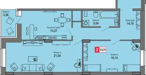 2-к квартира, вторичка, 74м2, 6/24 этаж