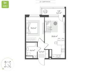1-к квартира, вторичка, 45м2, 9/10 этаж