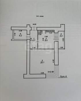 1-к квартира, вторичка, 43м2, 9/11 этаж