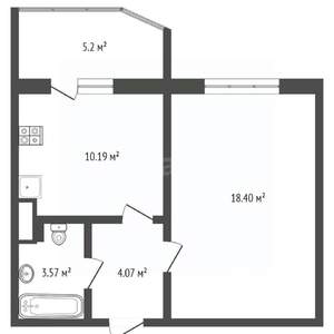 1-к квартира, вторичка, 41м2, 14/17 этаж