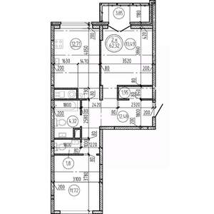 2-к квартира, вторичка, 62м2, 14/16 этаж