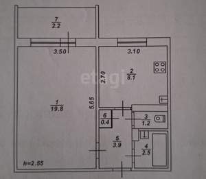 1-к квартира, вторичка, 36м2, 7/9 этаж