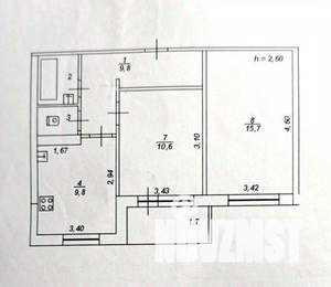 2-к квартира, вторичка, 52м2, 3/9 этаж