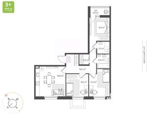 3-к квартира, вторичка, 76м2, 1/10 этаж