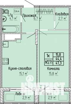 1-к квартира, строящийся дом, 47м2, 7/10 этаж