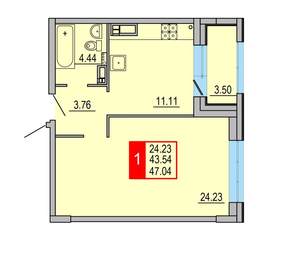 1-к квартира, вторичка, 47м2, 8/8 этаж