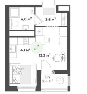Студия квартира, вторичка, 26м2, 8/10 этаж